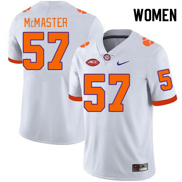 Women #57 Chandler McMaster Clemson Tigers College Football Jerseys Stitched-White